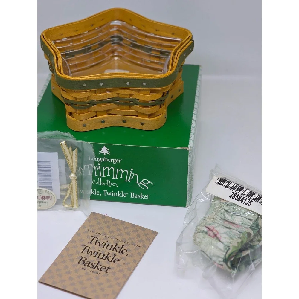 VTG Longaberger 2001 Twinkle Twinkle‎ Star Basket Tree Trimming Collection Green